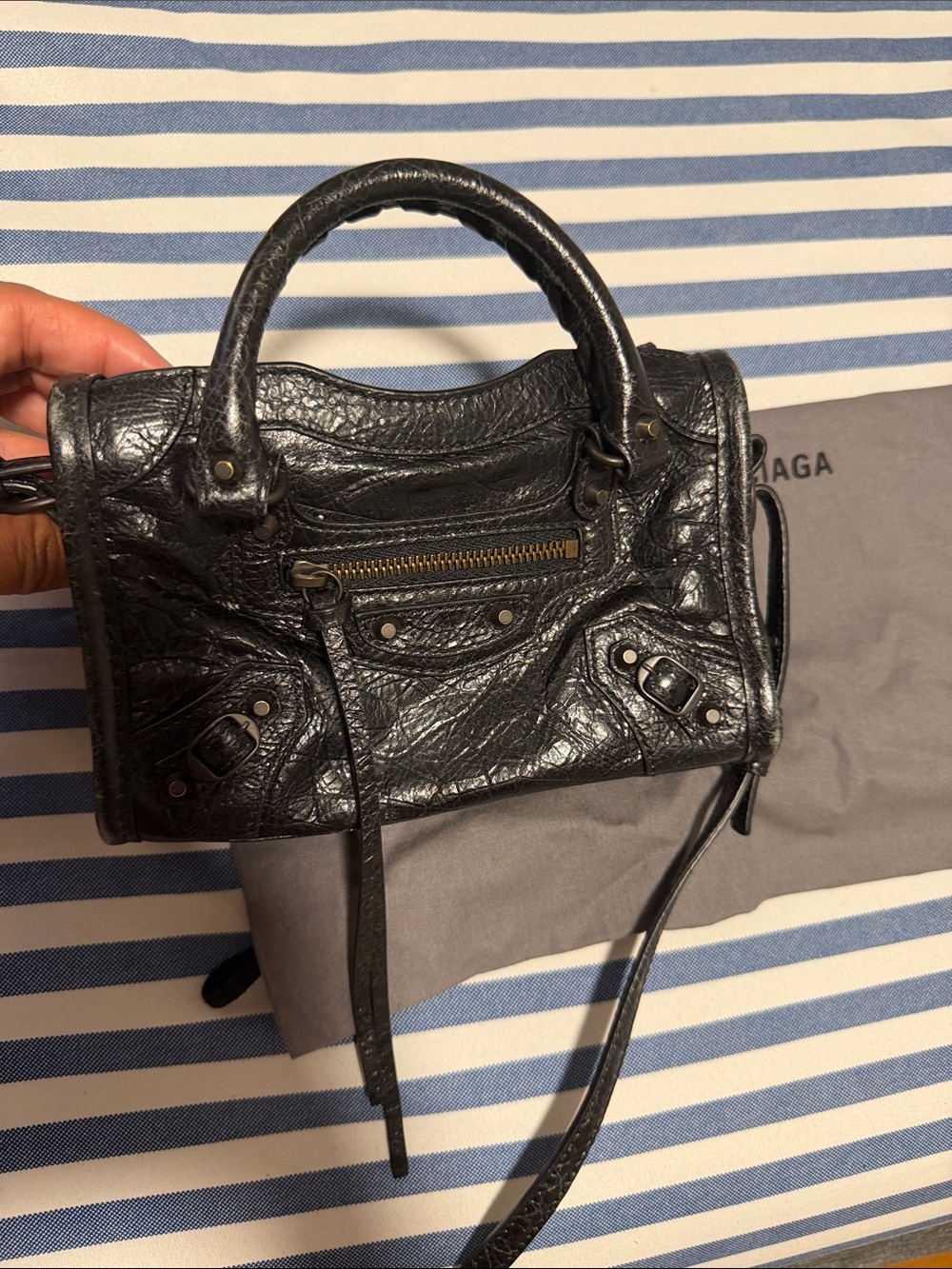 Balenciaga Black Mini Classic City Crossbody Satchel